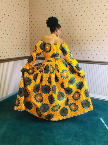 African Kente Dress floral puff