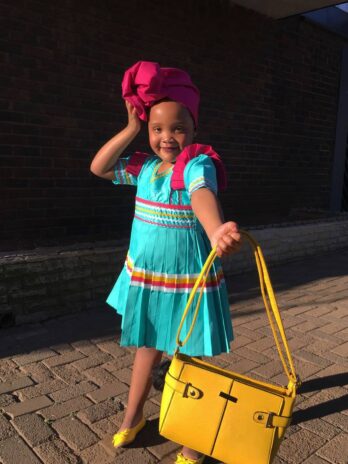 Mother daughter blue dress with dok