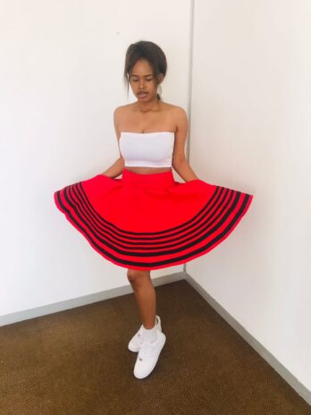 African Red ShweShwe Skirt