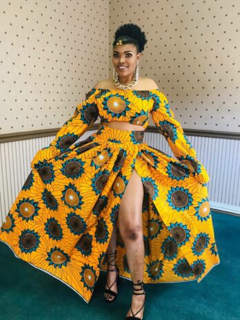 African Kente Dress floral puff